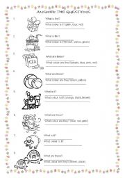 English Worksheet: colours