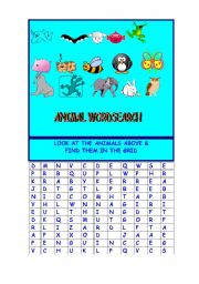 English worksheet: ANIMAL WORDSEARCH