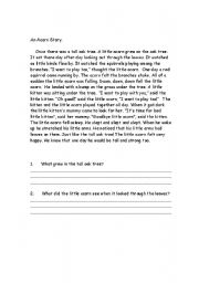 English Worksheet: An Acorn Story.
