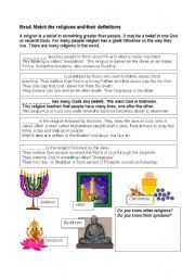 Match the religions and their definitions