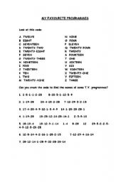 English worksheet: my favourite numbers
