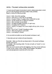 English worksheet: phone conversation