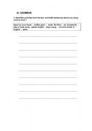 English worksheet: Grammar Can-Cant