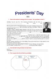 English Worksheet: Presidents Day: information gap activity about the lives of Lincoln and Washington