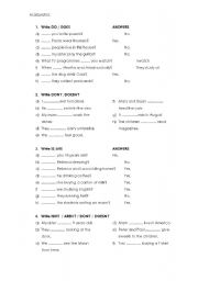 English Worksheet: AUXILIARIES IN QUESTIONS PRACTICE