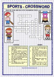 English Worksheet: SPORTS - CROSSWORD