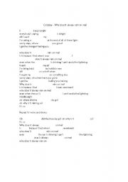 English Worksheet: Song Cold Play