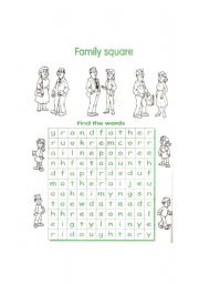 English worksheet: fam crossword
