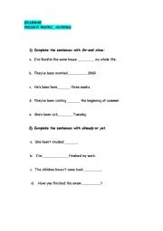 English worksheet: present perfect adverbs