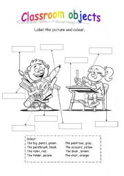 English Worksheet: Classroom Objects