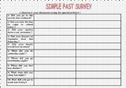 English worksheet: SIMPLE PAST SURVEY