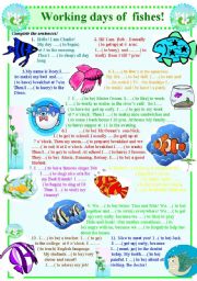 English Worksheet: The working day of the fishes