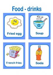 English Worksheet: FOOD AND DRINKS CARDS! PART 4