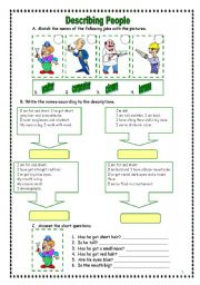 English Worksheet: Describing people (19.07.09)