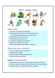 English Worksheet: SPORTS - Speaking and Roleplay