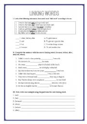 English Worksheet: Linking Words