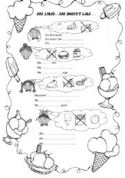 English Worksheet: SHE LIKES-SHE DOESNT LIKE