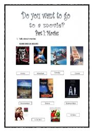 English Worksheet: Movies -- > First  Part