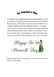 English Worksheet: Intro to Saint Patricks Day