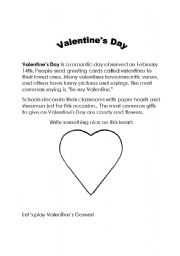 English Worksheet: Intro to Valentines Day