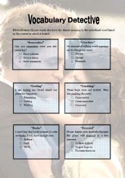 English Worksheet: Vocabulary Detecive 8-last (eighth 15 min of twilight film)