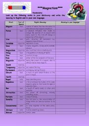 Magnetism - (( 4 pages )) - Teaching language through Science - elementary to intermediate - editable