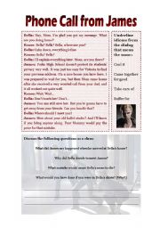 English Worksheet: Phone Call from James (seventh 15 min of Twilight)