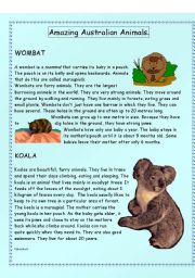 Amazing Australian Animals - Intermediate level - (( 14 pages )) - editable