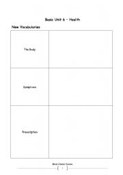 English worksheet: Health