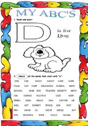 English Worksheet: My ABCS (D)