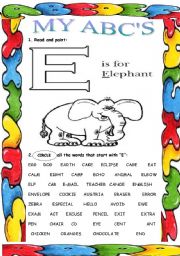 English Worksheet: My ABCS (E)