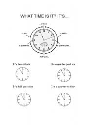 English worksheet: What time is it? Its...