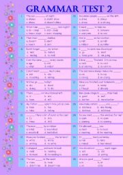English Worksheet: Grammar test 2