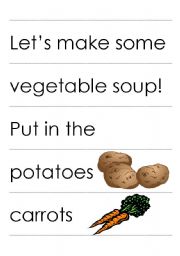 English worksheet: Making Vegetable Soup activity cards