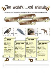 English Worksheet: The worlds ...est animals