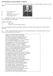 English Worksheet: Hamlet activities based on the film/movie