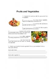 English worksheet: Fruits and vegetables