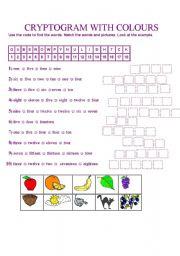 English Worksheet: CRYPTOGRAM WITH COLOURS