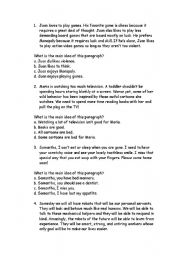 English worksheet: main ideas