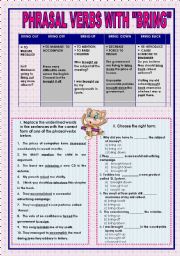 English Worksheet: Phrasal verbs with BRING (theory and practice) + KEY