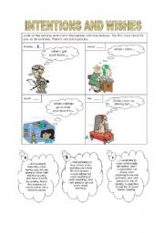 English worksheet: INTENTIONS AND WISHES