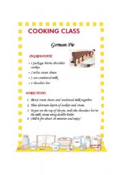 English Worksheet: German Pie (recipe)