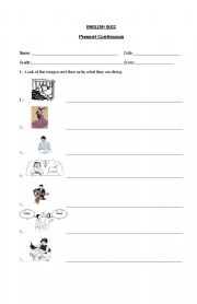 English worksheet: Present Continuous Test