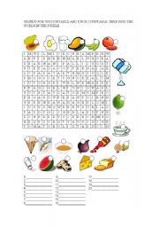 English Worksheet: puzzle about food