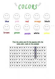 English Worksheet: knowing  the  colors