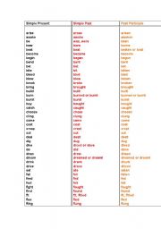 English worksheet: IRREGULAR VERBS