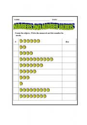 English worksheet: NUMBERS AND NUMBER WORDS