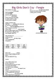 English Worksheet: Big girls don`t cry - Fergie