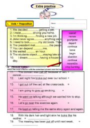 English worksheet: Verb + Preposition & Phrasal verb exercises