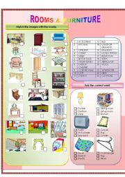 English Worksheet: Rooms and Furniture